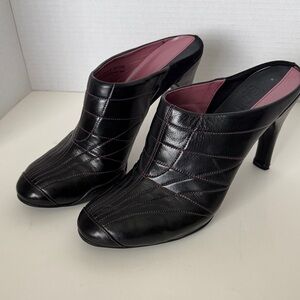 Elegant Black Leather Women's Heels